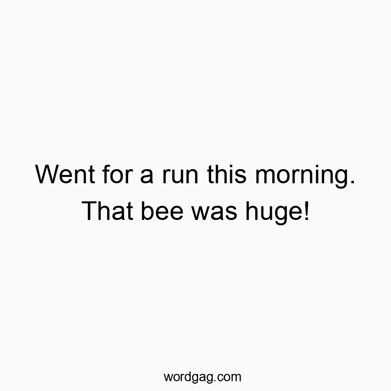 Went for a run this morning. That bee was huge!