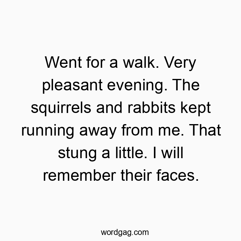 203 Funny little quotes - Went for a walk. Very pleasant evening. The squirrels and r…