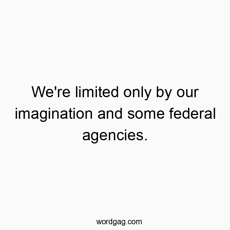 We’re limited only by our imagination and some federal agencies.