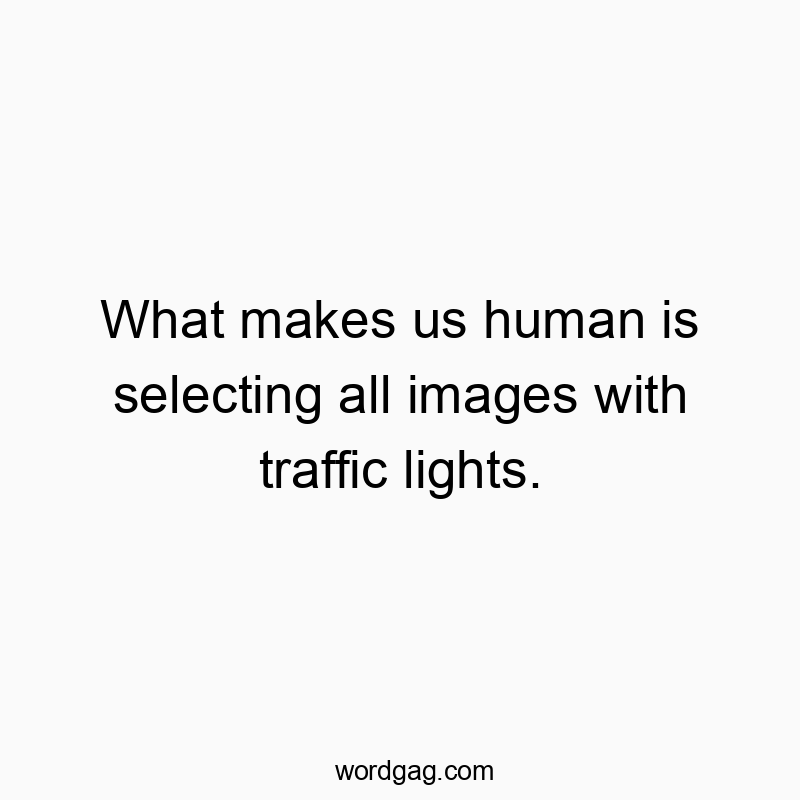 What makes us human is selecting all images with traffic lights.