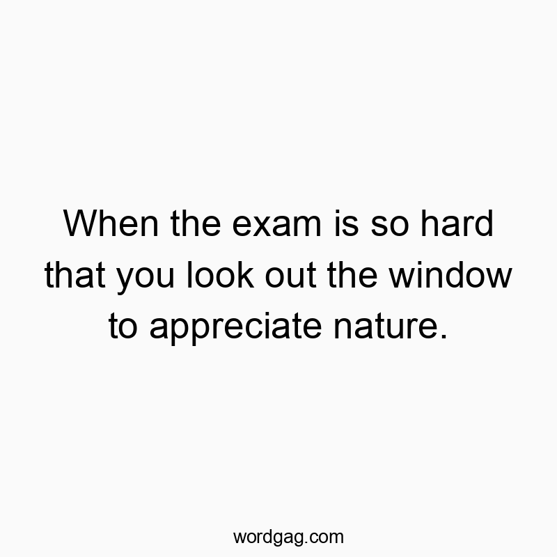 When the exam is so hard that you look out the window to appreciate nature.