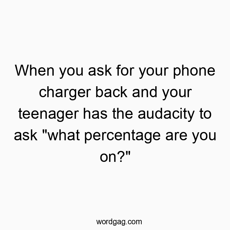 When you ask for your phone charger back and your teenager has the audacity to ask “what percentage are you on?”