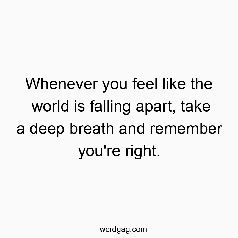Whenever you feel like the world is falling apart, take a deep breath and remember you’re right.