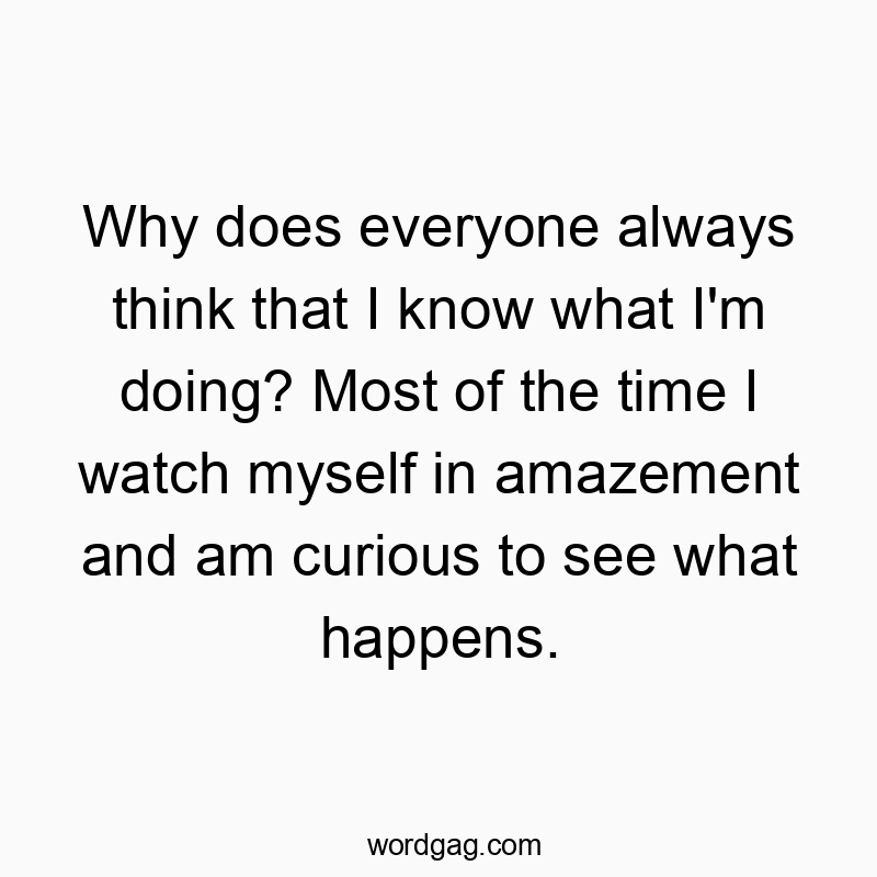 Why does everyone always think that I know what I'm doing? Most of the time I watch myself in amazement and am curious to see what happens.