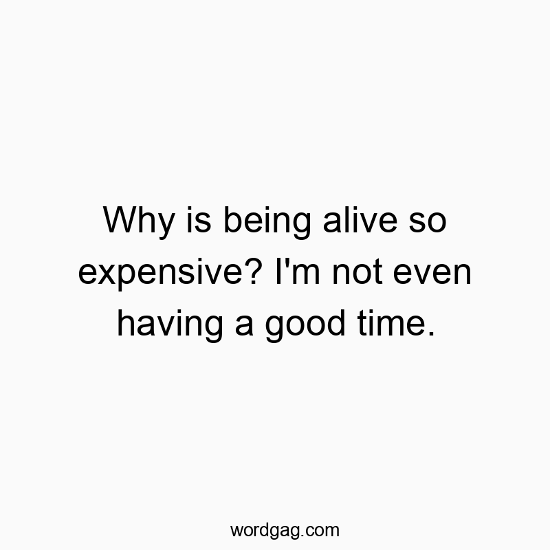 Why is being alive so expensive? I’m not even having a good time.