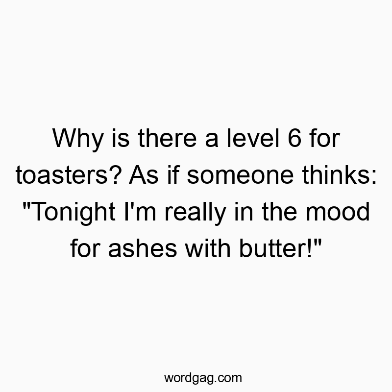 Why is there a level 6 for toasters? As if someone thinks: “Tonight I’m really in the mood for ashes with butter!”