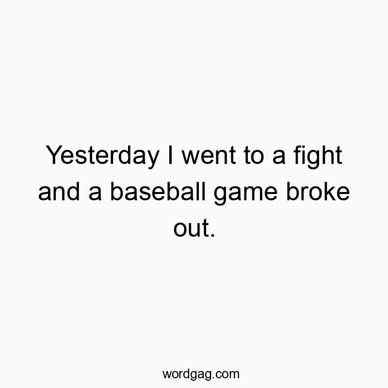 Yesterday I went to a fight and a baseball game broke out.