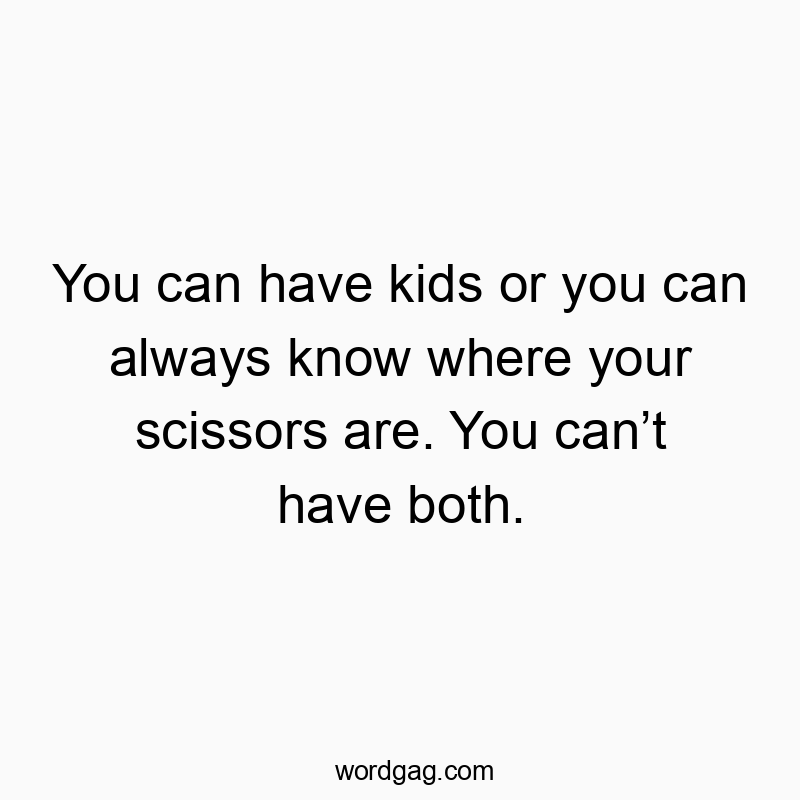 You can have kids or you can always know where your scissors are. You can’t have both.