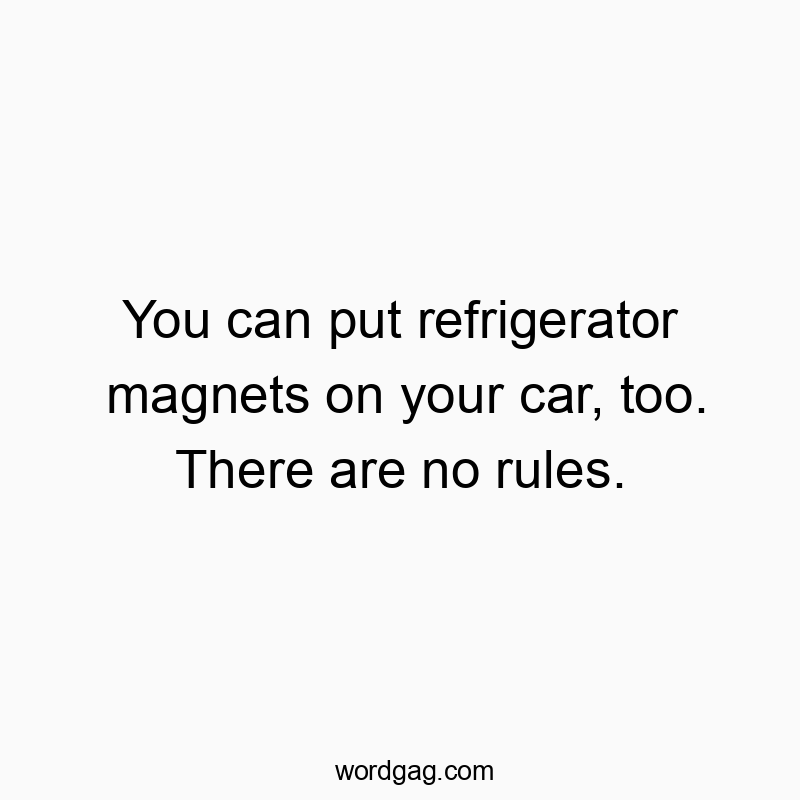 You can put refrigerator magnets on your car, too. There are no rules.