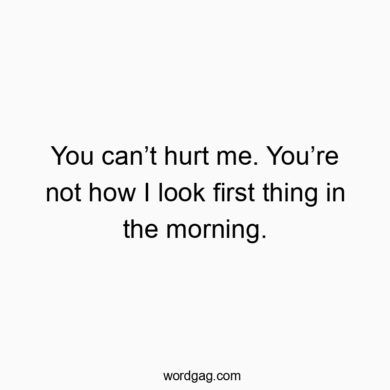 You can’t hurt me. You’re not how I look first thing in the morning.