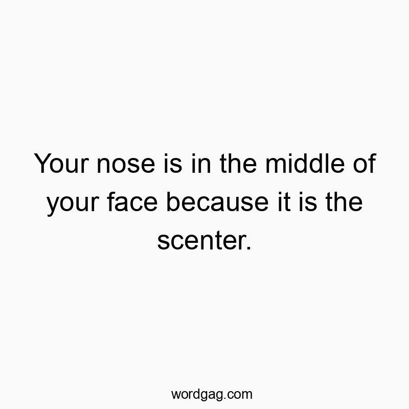 Your nose is in the middle of your face because it is the scenter.