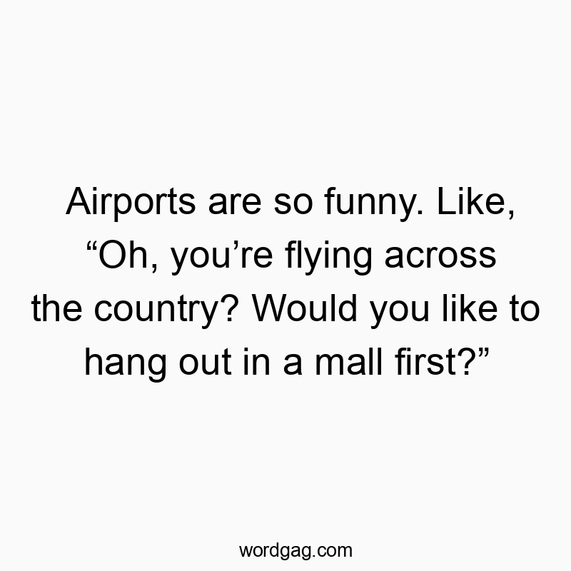 Airports are so funny. Like, โOh, youโre flying across the country? Would you like to hang out in a mall first?โ