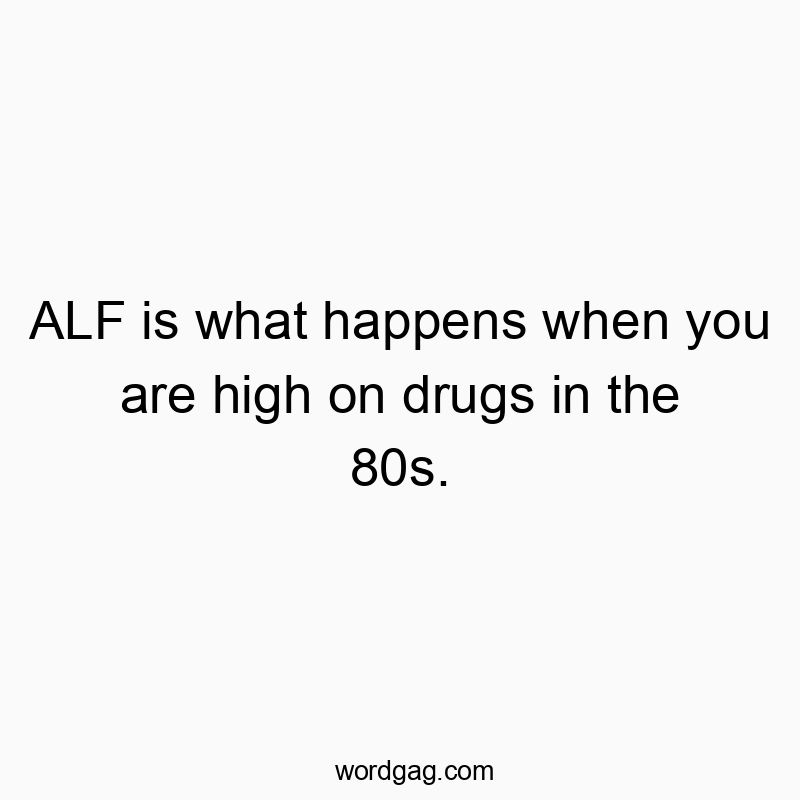 ALF is what happens when you are high on drugs in the 80s.