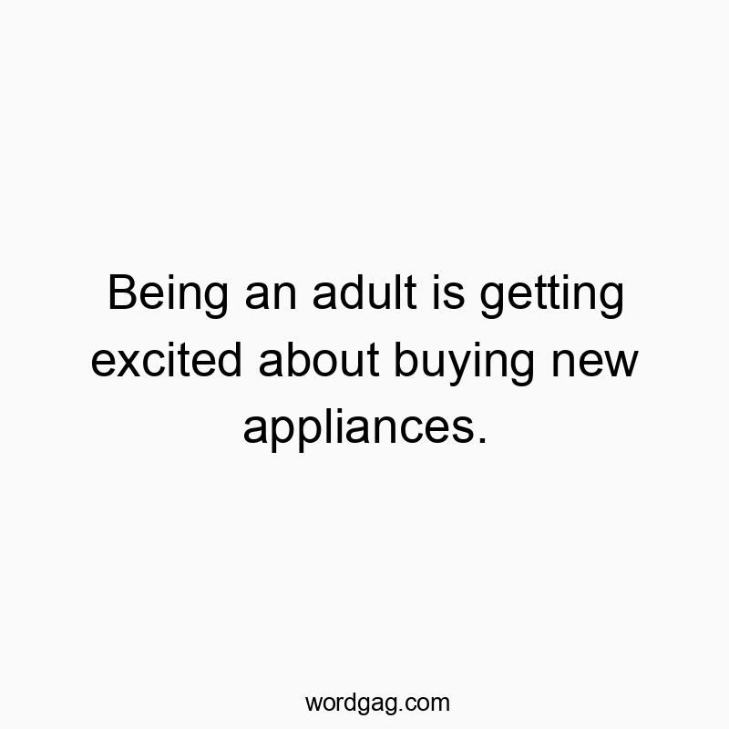 Funny fun quotes - Being an adult is getting excited about buying new appliances.