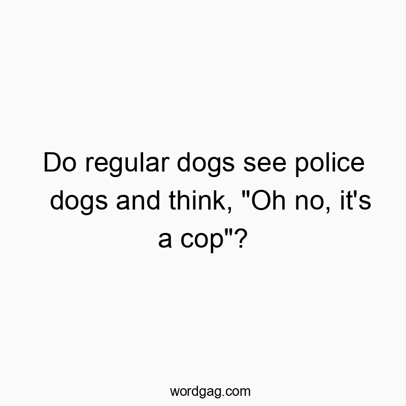 Do regular dogs see police dogs and think, “Oh no, it’s a cop”?