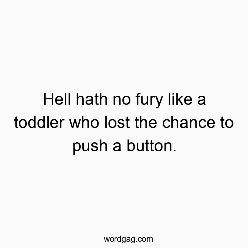 Hell hath no fury like a toddler who lost the chance to push a button.