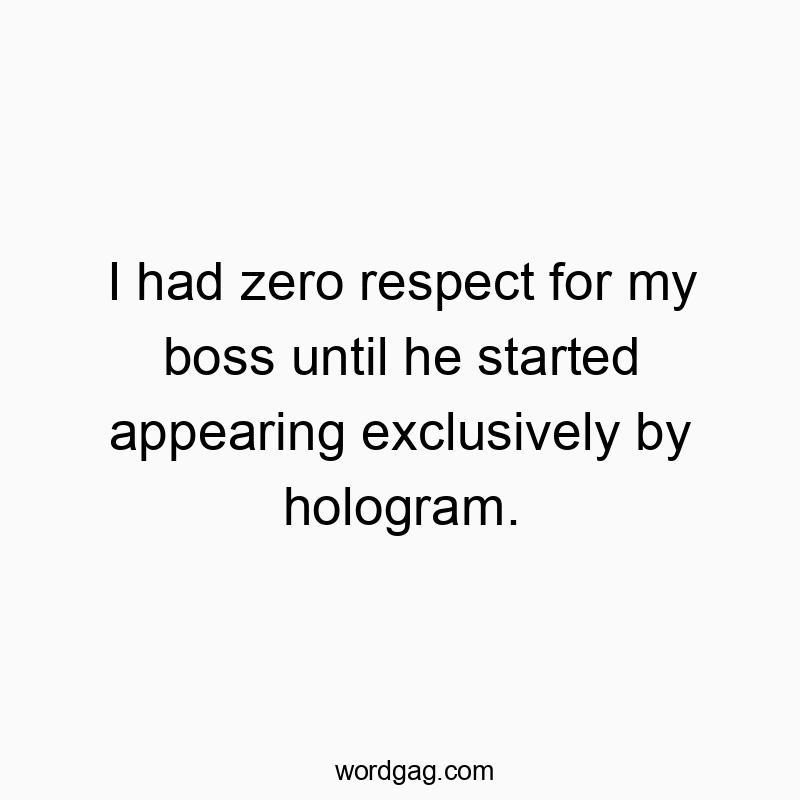 Funny boss quotes - I had zero respect for my boss until he started appearing exclusively by hologram.