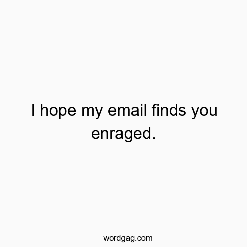 Funny email quotes - I hope my email finds you enraged.