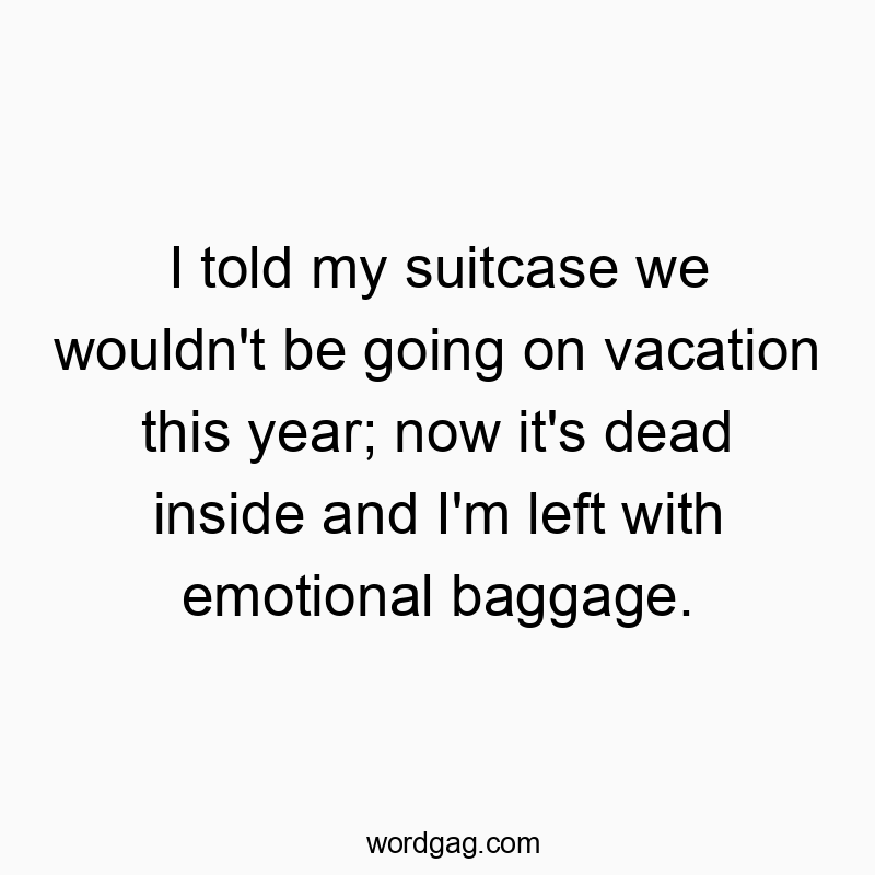 I told my suitcase we wouldn’t be going on vacation this year; now it’s dead inside and I’m left with emotional baggage.