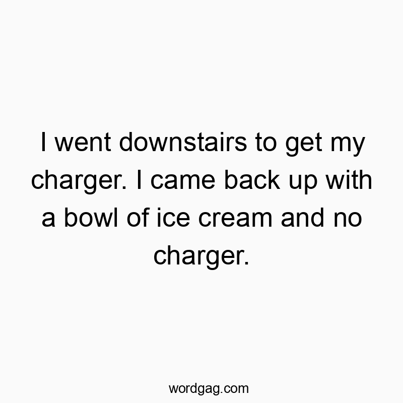 Funny unexpected quotes - I went downstairs to get my charger. I came back up with a bowl of ice cream and no charger.