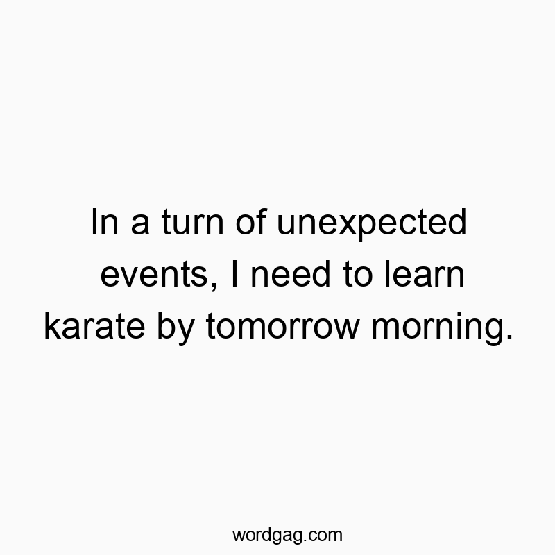 In a turn of unexpected events, I need to learn karate by tomorrow morning.