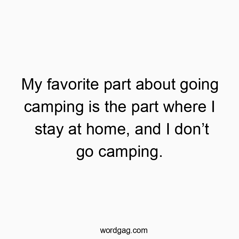My favorite part about going camping is the part where I stay at home, and I donโt go camping.