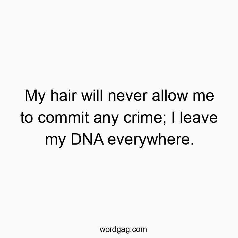 My hair will never allow me to commit any crime; I leave my DNA everywhere.