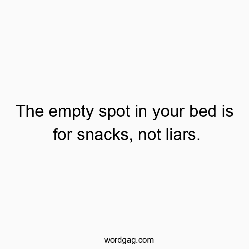 The empty spot in your bed is for snacks, not liars.
