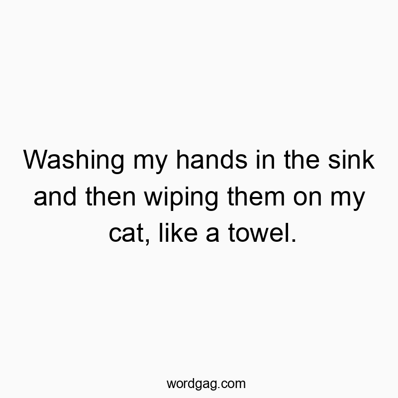 Washing my hands in the sink and then wiping them on my cat, like a towel.