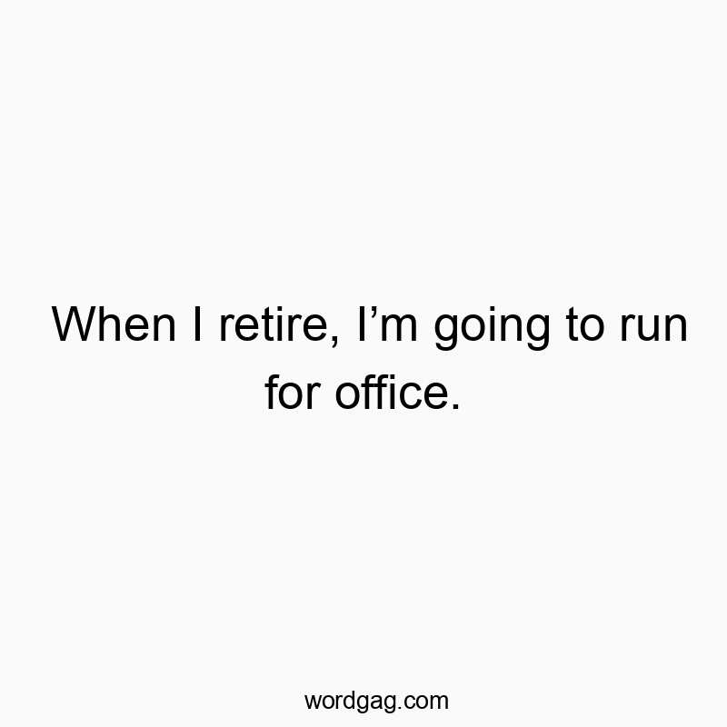 When I retire, I’m going to run for office.