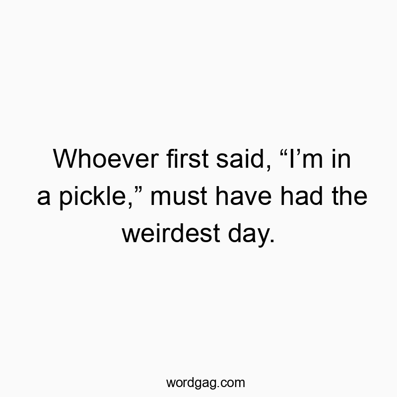 Whoever first said, โIโm in a pickle,โ must have had the weirdest day.