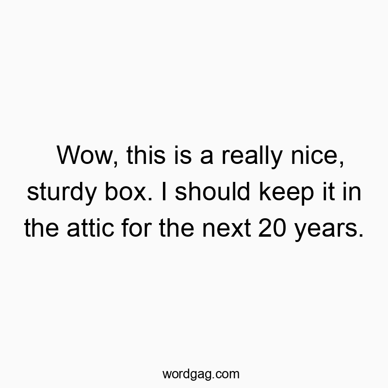 Wow, this is a really nice, sturdy box. I should keep it in the attic for the next 20 years.
