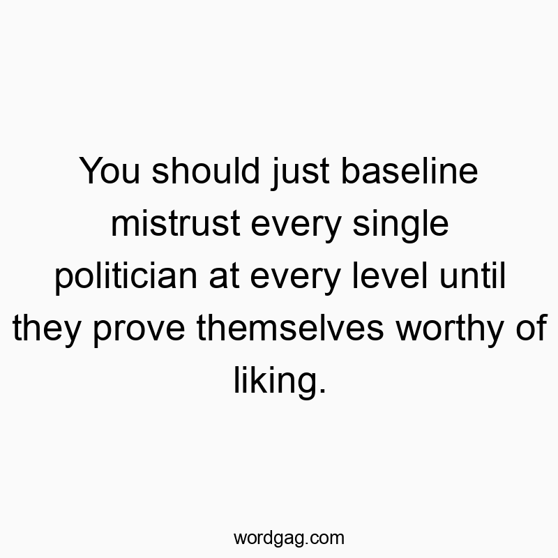 Funny belief quotes - You should just baseline mistrust every single politician at every level until they prove themselves worthy of liking.