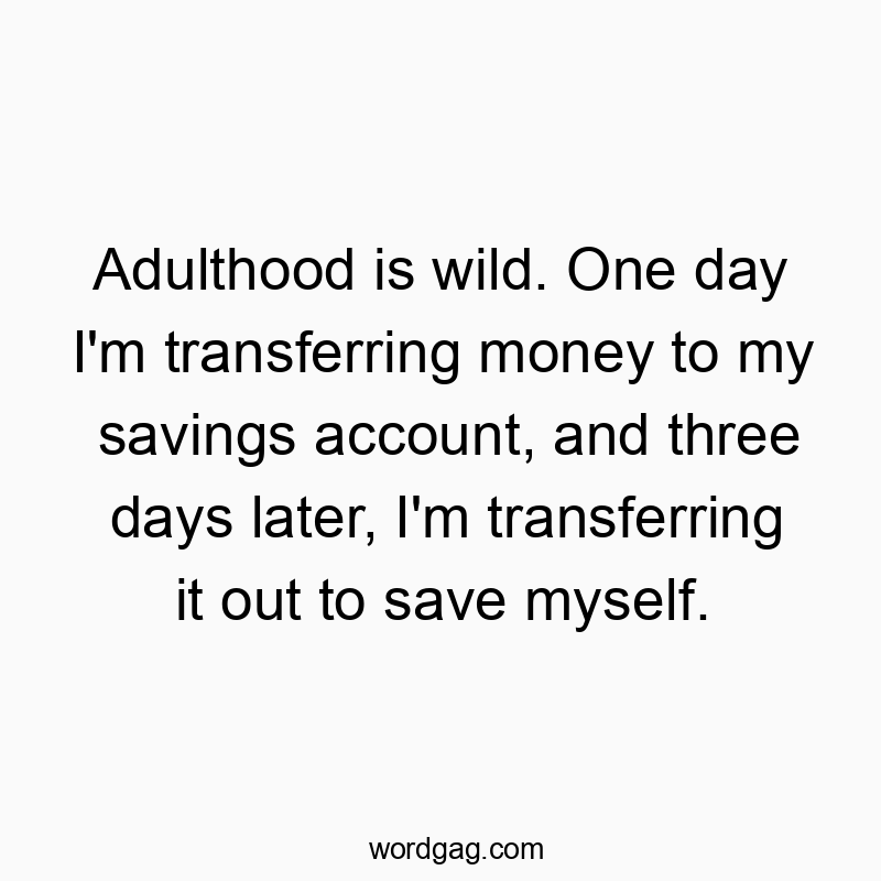 Adulthood is wild. One day I’m transferring money to my savings account, and three days later, I’m transferring it out to save myself.