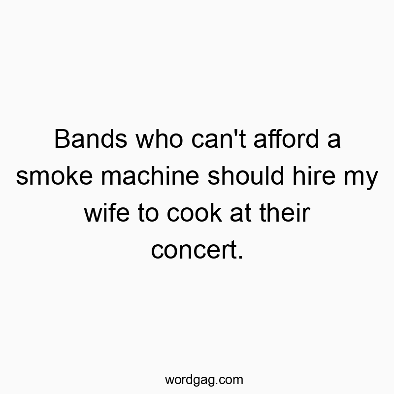 16 Funny concert quotes - Bands who can’t afford a smoke machine should hire my wife to cook at their concert.