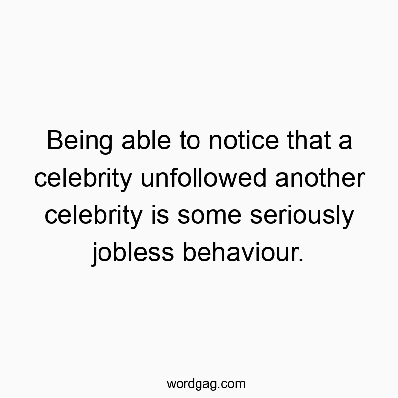 Being able to notice that a celebrity unfollowed another celebrity is some seriously jobless behaviour.