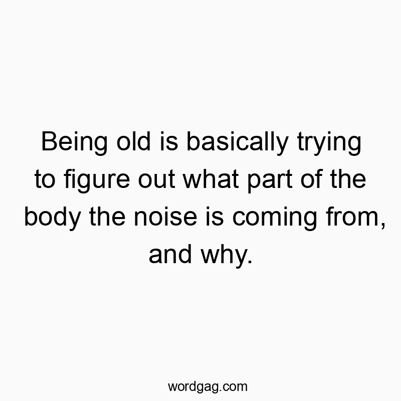 Humorous quote about aging, highlighting the confusion of bodily noises with playful wit.