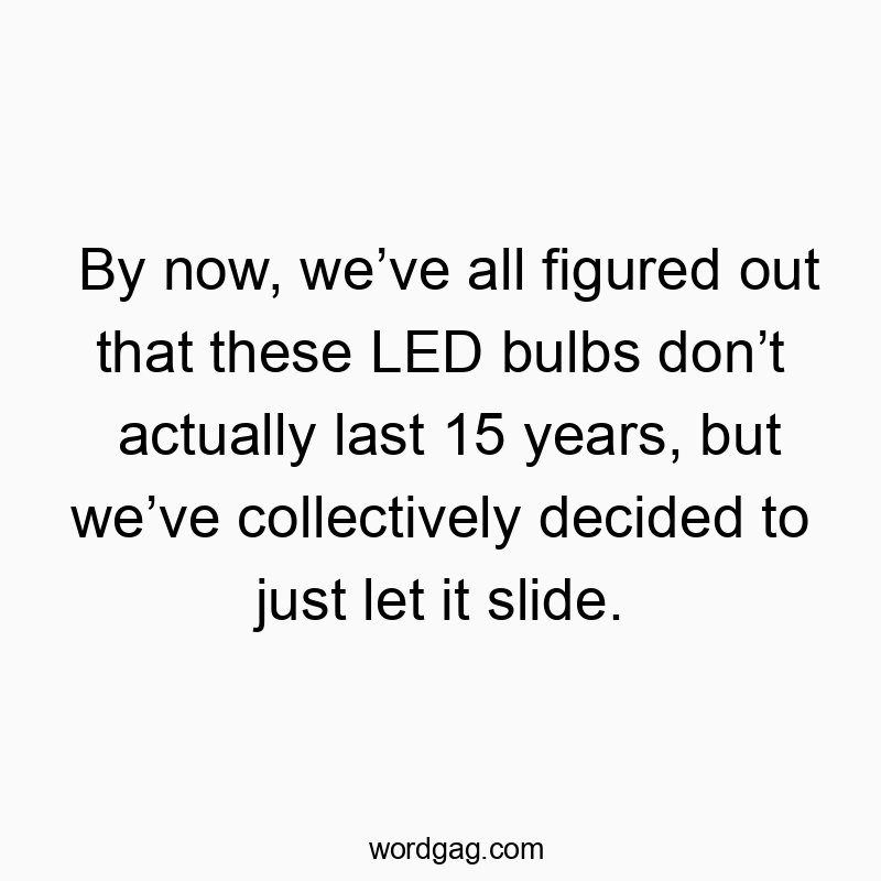 By now, weโve all figured out that these LED bulbs donโt actually last 15 years, but weโve collectively decided to just let it slide.