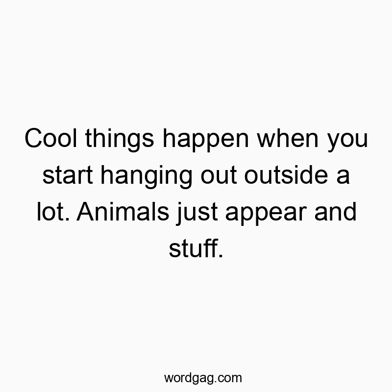 Cool things happen when you start hanging out outside a lot. Animals just appear and stuff.