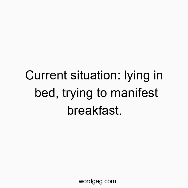 Current situation: lying in bed, trying to manifest breakfast.