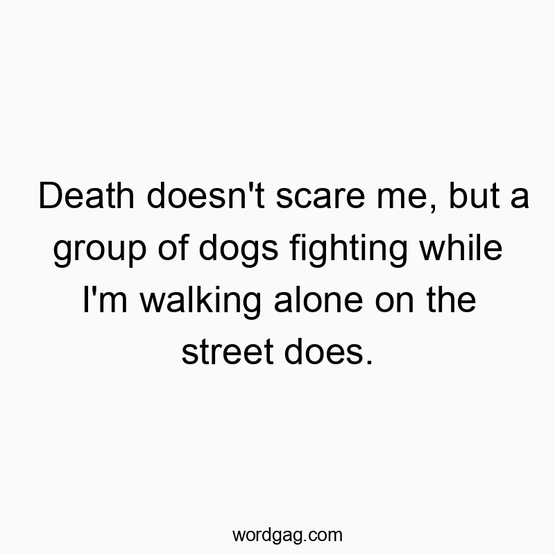 Death doesn’t scare me, but a group of dogs fighting while I’m walking alone on the street does.