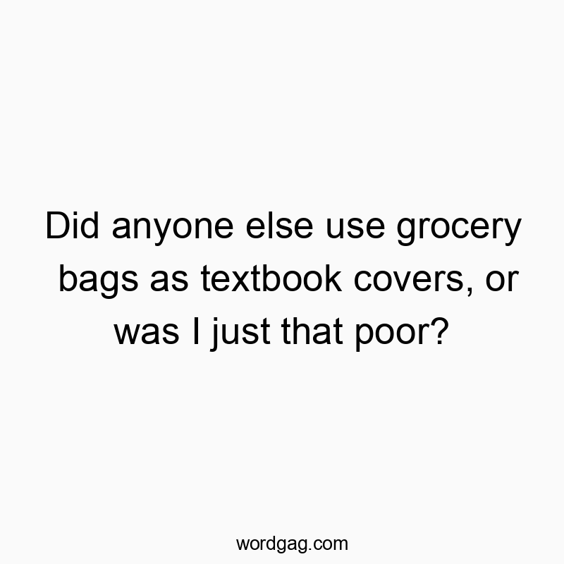 Did anyone else use grocery bags as textbook covers, or was I just that poor?