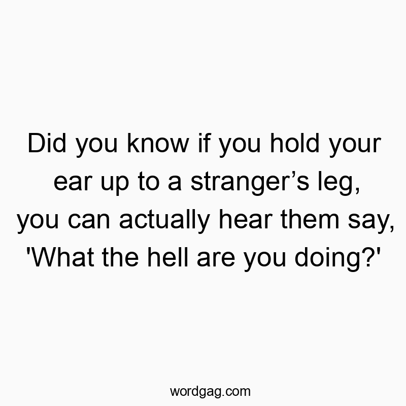 Did you know if you hold your ear up to a stranger’s leg, you can actually hear them say, ‘What the hell are you doing?’