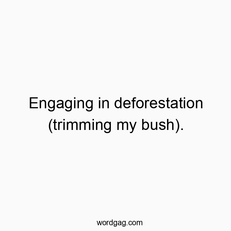 Engaging in deforestation (trimming my bush).