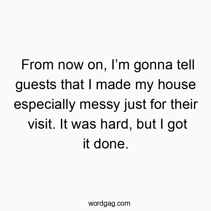 From now on, I’m gonna tell guests that I made my house especially messy just for their visit. It was hard, but I got it done.