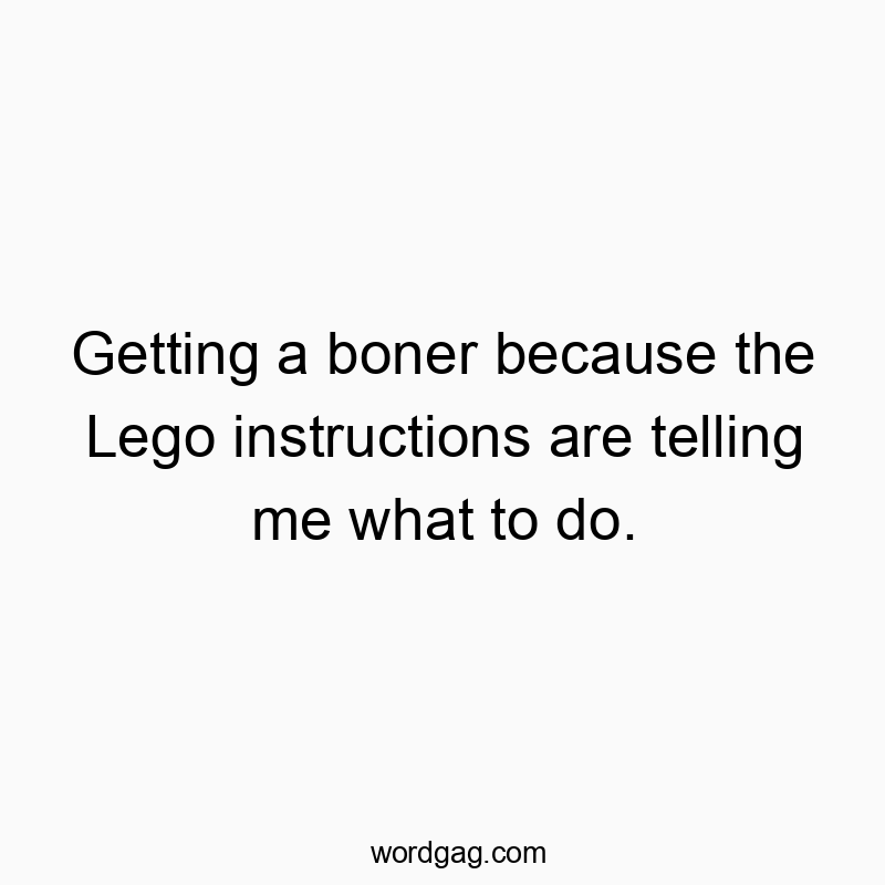 Funny Lego quotes - Getting a boner because the Lego instructions are telling me what to do.