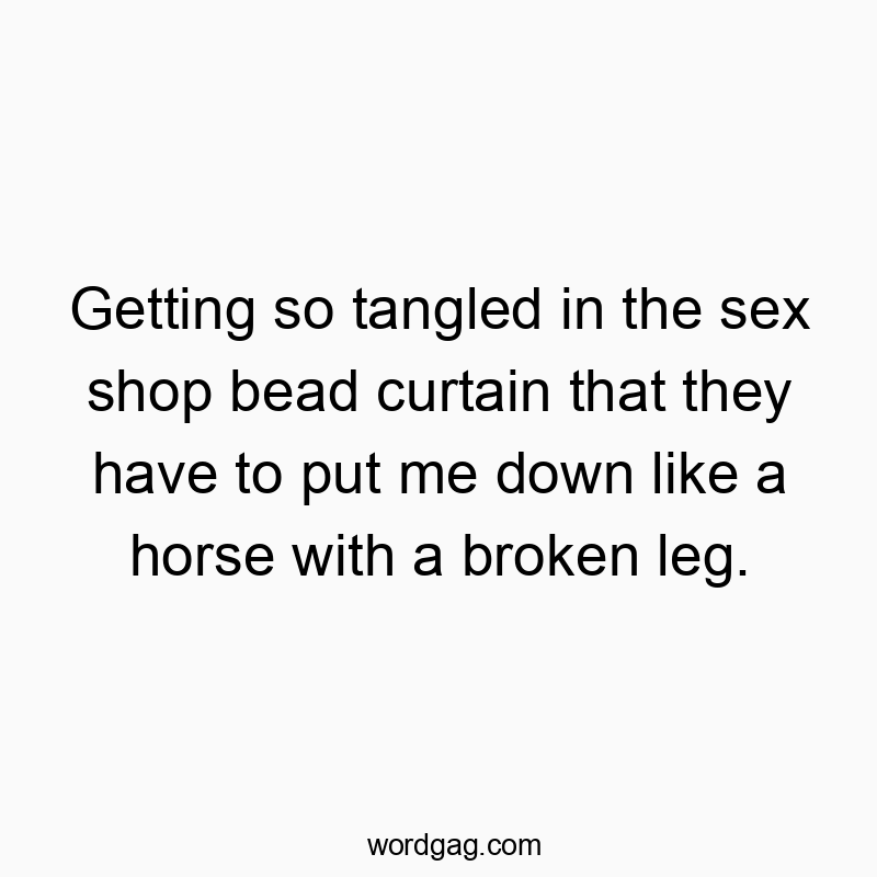 Getting so tangled in the sex shop bead curtain that they have to put me down like a horse with a broken leg.