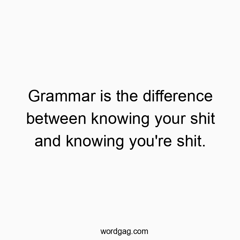 Grammar is the difference between knowing your shit and knowing you’re shit.