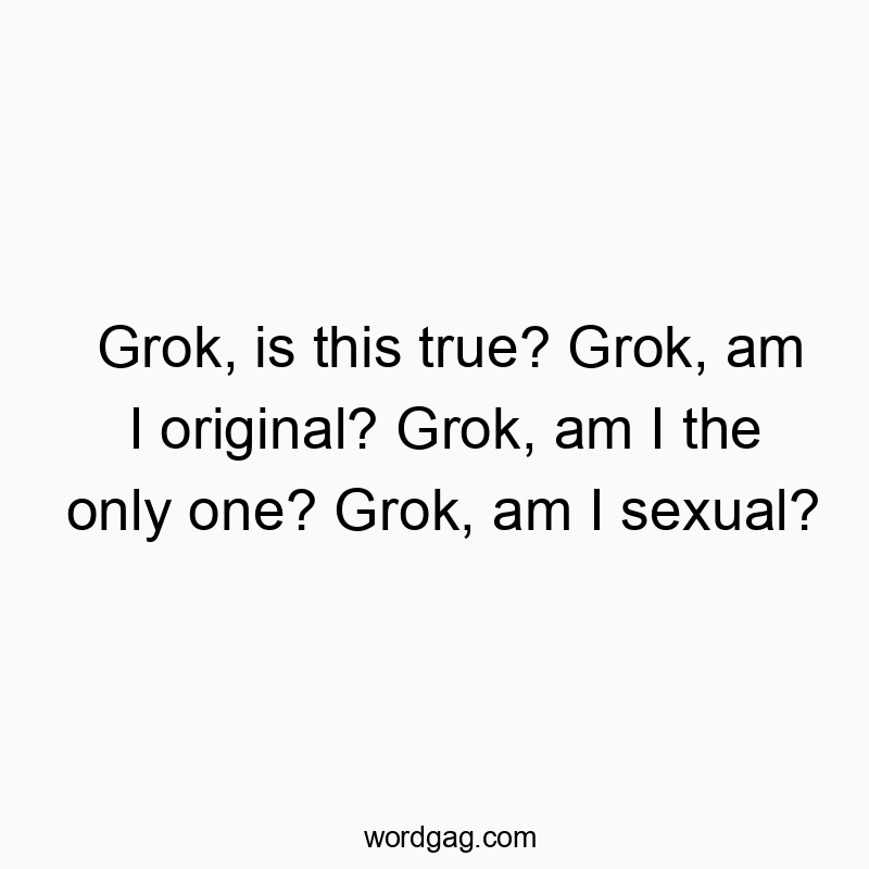 Grok, is this true? Grok, am I original? Grok, am I the only one? Grok, am I sexual?