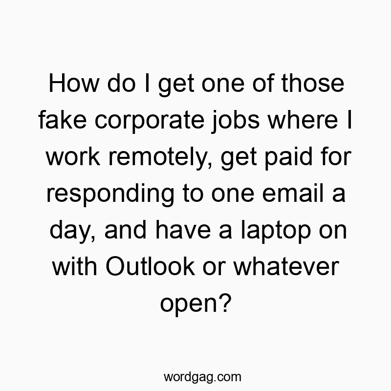 How do I get one of those fake corporate jobs where I work remotely, get paid for responding to one email a day, and have a laptop on with Outlook or whatever open?